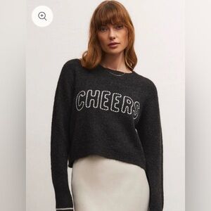 Z Supply charcoal  'Cheers' Crew Neck Sweater size Small #948